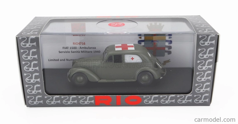 Rio-models Fiat 1500 Ambulanza Servizio Sanita' Militare 1940 1:43 Vojenská sivá