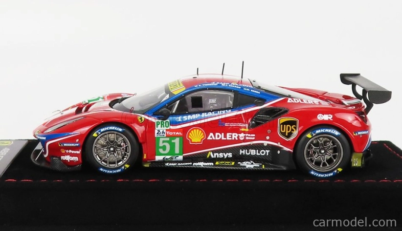 Bbr-models Ferrari 488 Gte Evo 3.9l Turbo V8 Team Af Corse N 51 2nd Lmgte Pro Class 24h Le Mans 2020 J.calado - A.pier Guidi - S.serra - Con Vetrina - S vitrínou 1:43 červená biela modrá