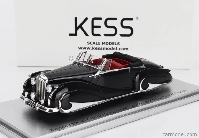 Kess-model Bentley Mk Vi Sn.b25071 Franay Drophead Coupe Cabriolet Open 1947 1:43 Black