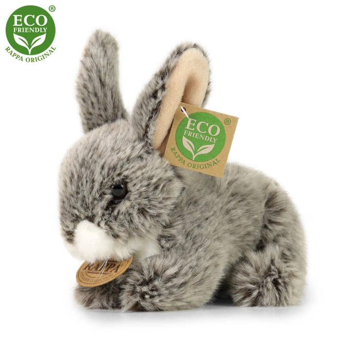 Rappa Plyšový králik tmavosivý ležiaci 17 cm ECO-FRIENDLY