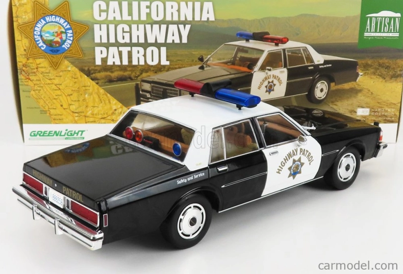 Greenlight Chevrolet Caprice Police California Highway Patrol 1989 1:18 Černá Bílá