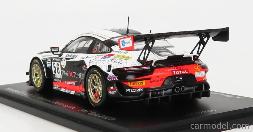 Spark-model Porsche 911 991-2 Gt3 Team Dinamic Motorsport N 56 24h Spa 2020 A.de Leener - M.o.pedersen - A.rizzoli - C.sbirrazzuoli 1:43 Bílá Červená Černá