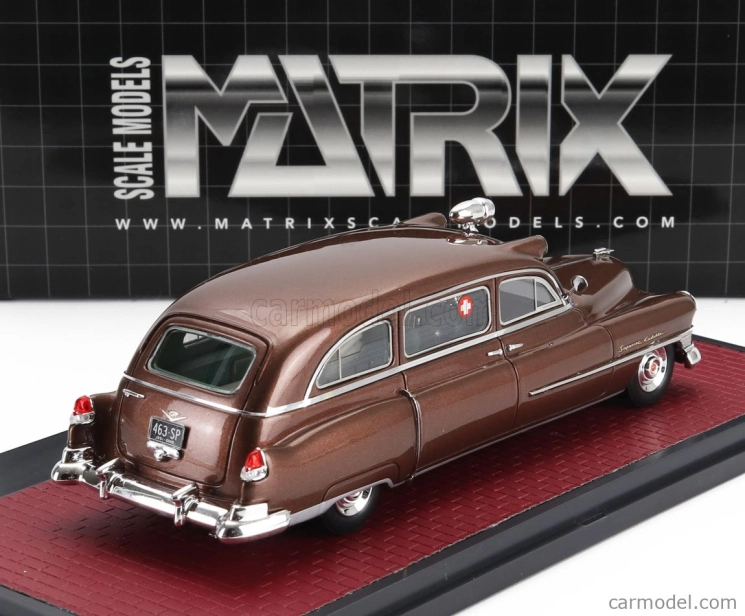 Modely v mierke Matrix Cadillac Superior Ambulance 1951 1:43 Brown Met