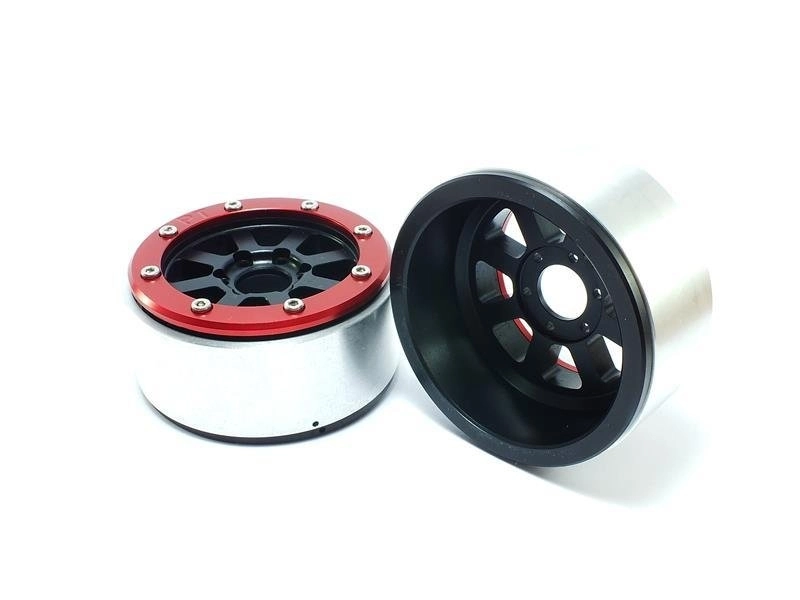 Kovové Beadlock CNC disky Absima Metsafil 1.9 Hammer Black/Red, 2ks