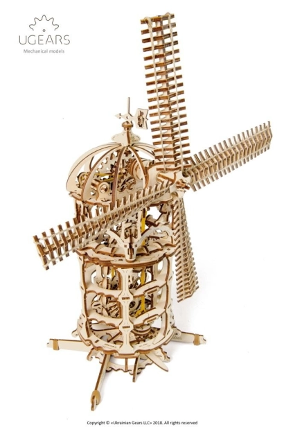Ugears 3D dřevěné mechanické puzzle Větrný mlýn