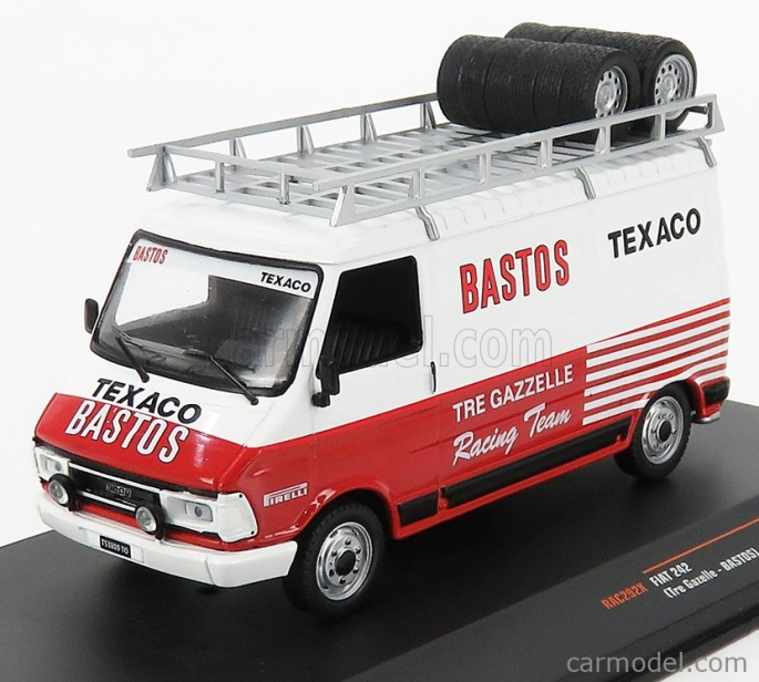 Ixo-models Fiat 242 Van Team Tre Gazzelle Bastos Texaco Rally Assistance 1984 1:43 Bílá Červená