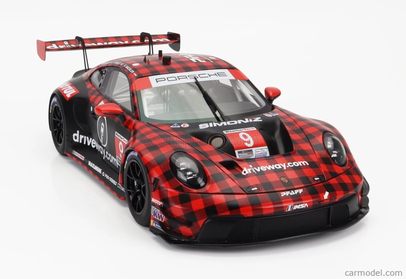 Truescale Porsche 911 992 Gt3 R Team Pfaff Motorsports N 9 Winner Gtd Pro Class 12h Sebring 2023 Klaus Bachler - Patrick Pilet - Laurens Vanthoor 1:18 Červená Černá