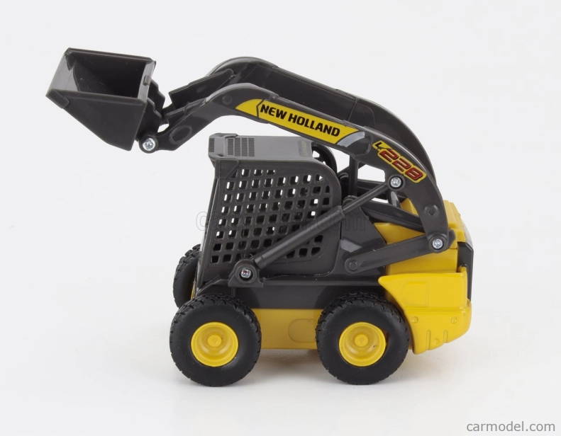Newray Iveco fiat Daily Roll-off Pianale 2023 With New Holland L228 Ruspa Gommata - Skid Steer Scraper Tractor 1:36 Žlutá Černá
