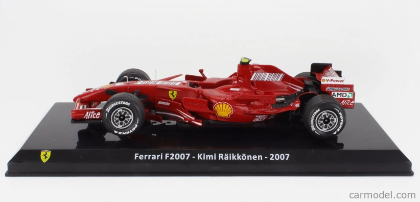 Edicola Ferrari F1 F2007 N 6 World Champion Season 2007 Kimi Raikkonen - Con Vetrina - With Showcase 1:24 F-1 Red Met