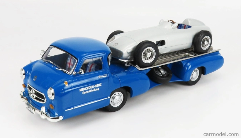 Werk83 Mercedes Benz Truck Racing Car Transporter Rennabteilung 1955 1:18 Modrá