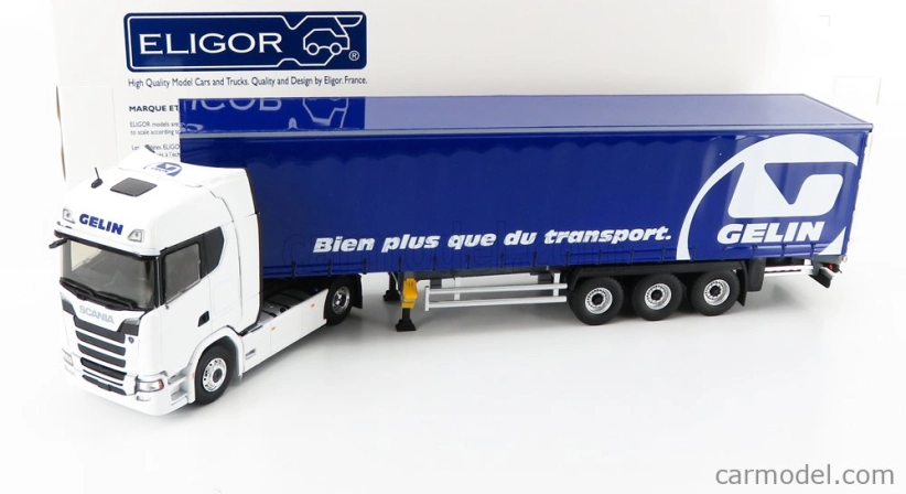 Eligor Scania S500 Truck Telonato Gelin Transports 2016 1:43 Biela Modrá