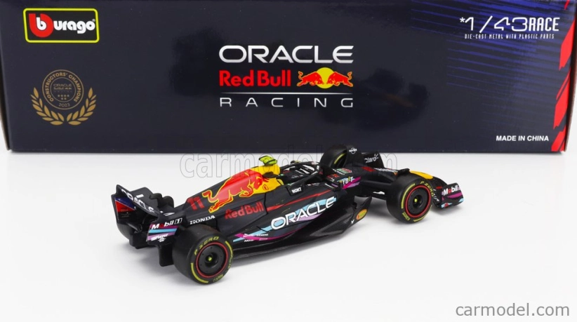 Bburago Red bull Set F1 2x Rb19 Team Oracle Red Bull Racing N 1 World Champion Season Gp 2023 Max Verstappen + N 11 Season 2023 Sergio Perez 1:43 Matná Modrá Žlutá Červená