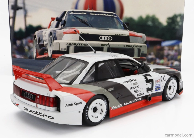 Werk83 Audi 90 Quattro Team Audi Sport N 5 500km Road America Imsa 1989 H.haywood - S.goodyear 1:18 Bielo-šedo-červená