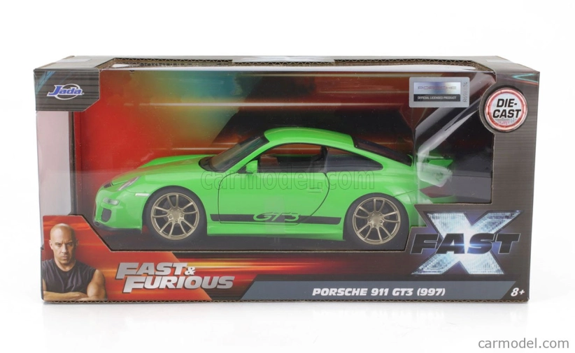 Jada Porsche 911 997 Gt3 Rs Coupe 2007 - Fast & Furious 1:24 Zelená