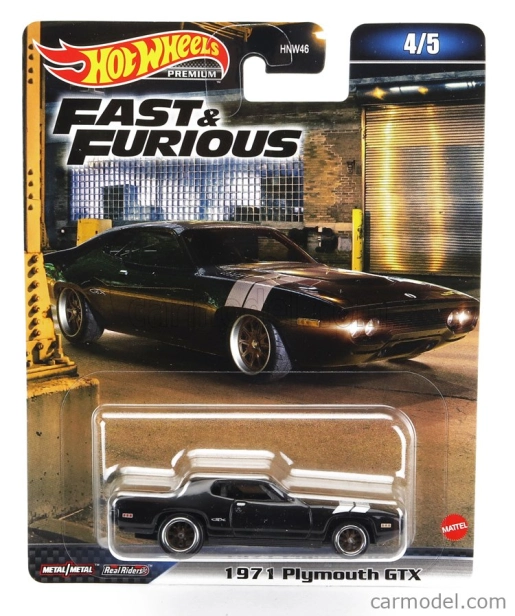 Mattel hot wheels Plymouth Dom's Gtx Coupe 1971 - Fast & Furious 8 2017 1:64 Black Silver