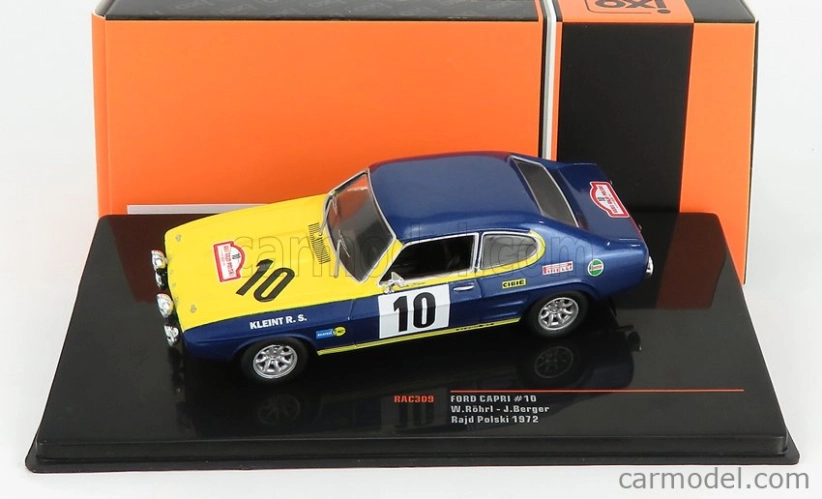 Ixo-models Ford england Capri 2600 Rs N 10 Rally Rajd Polski 1972 W.rohrl 1:43 Modrá Žltá