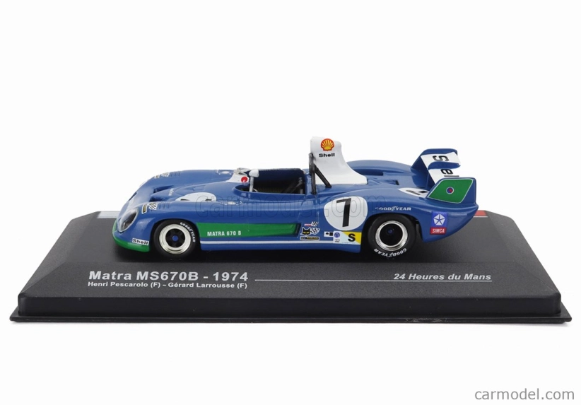Edicola Matra simca Ms670b 3.0l V12 Team Matra Sport N 7 Winner 24h Le Mans 1974 Henri Pescarolo - Gerard Larrousse 1:43 Bluette Green White