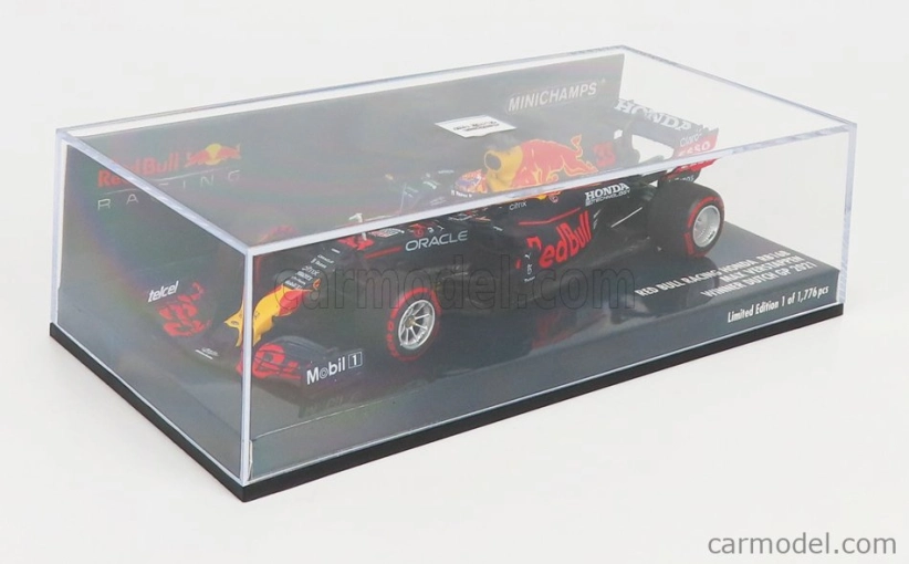 Minichamps Red bull F1 Rb16b Honda Ra620h Team Aston Martin N 33 Víťaz GP Holandska 2021 Max Verstappen 1:43 Matná modrá žltá červená