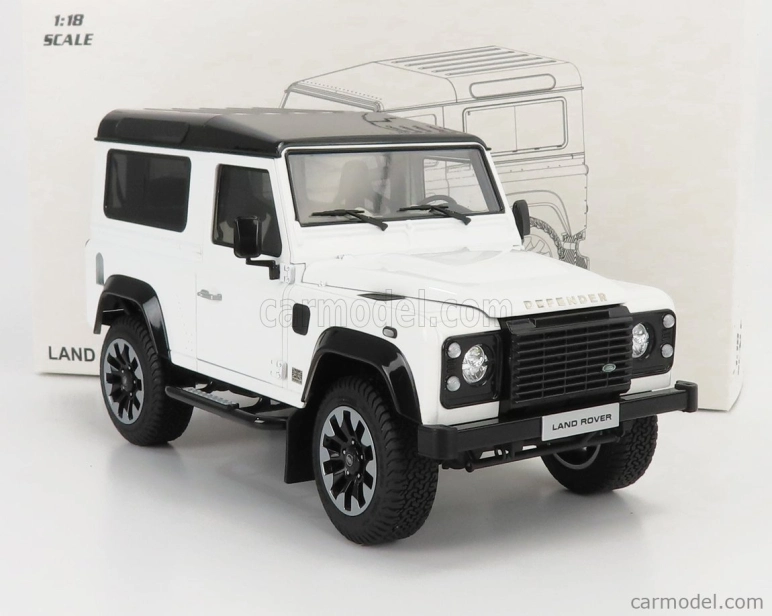 Lcd-model Land rover Defender 90 Works V8 70th Edition 2018 1:18 Bílá