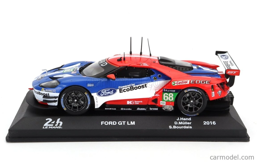 Edicola Ford usa Gt 3.5l Turbo V6 Team Ford Chip Ganassi Usa Lhd N 68 Winner Lmgte Pro Class 24h Le Mans 2016 Joey Hand - Dirk Muller - Sebastien Bourdais 1:43 Modrá Červená Bílá