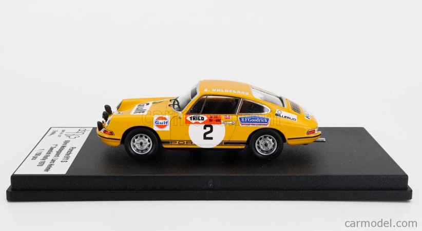 Trofeu Porsche 911s Coupe (nočná verzia) N 2 Winner Rally Swedish 1970 Bjorn Waldegaard - Lars Helmer 1:43 Žltá