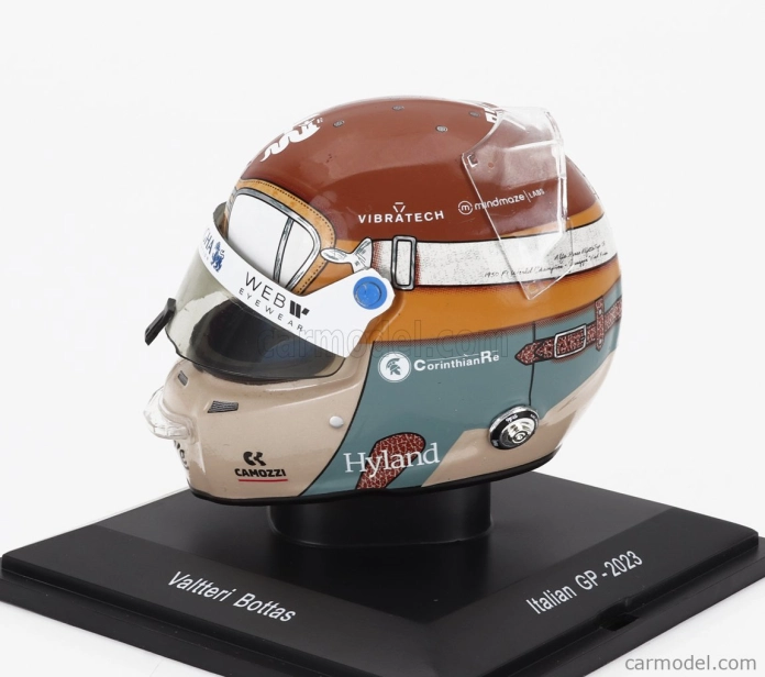 Spark-model Bell helmet F1 Casco Helmet Alfa Romeo C43 Team Stake N 77 Monza Italy Gp 2023 Valtteri Bottas 1:5 Červená Černá Zlatá
