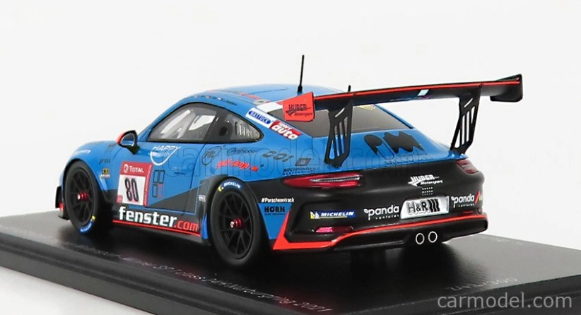 Spark-model Porsche 911 991-2 Gt3 Cup Team Huber Motorsport N 80 Winner Sp7 Class 24h Nurburgring 2021 H.wehrmann - U.berg - M.van Ramshorst - A.mies 1:43 Modrá Černá