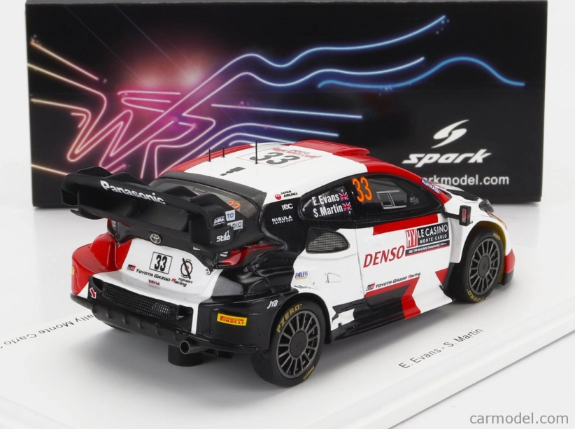 Spark-model Toyota Yaris Gr Hybrid Rally1 Team Toyota Gazoo Racing Wrt N 33 4th Rally Montecarlo 2023 E.evans - S.martin 1:43 Bílá Červená Černá