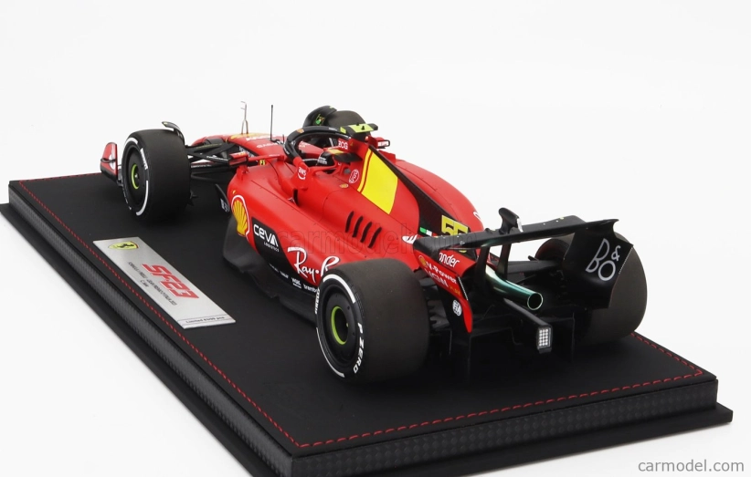 Bbr-models Ferrari F1  Sf-23 Team Scuderia Ferrari N 55 Pole Position 3rd Monza Italy Gp 2023 Carlos Sainz - Con Vetrina - With Showcase 1:18 Červená Černá Žlutá
