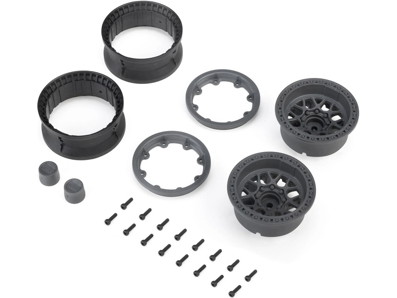 Axial disk kolesa 1.9" KMC Grenade Beadlock, sivý (2 ks)