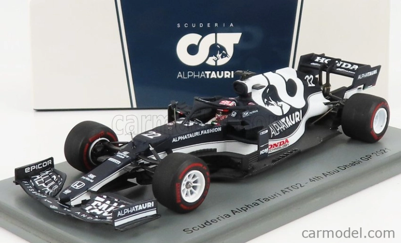Iskrový model Alpha tauri F1 At02 Honda Ra620h Team Alpha Tauri N 22 4th Abu Dhabi Gp 2021 Yuki Tsunoda 1:43 White Blue