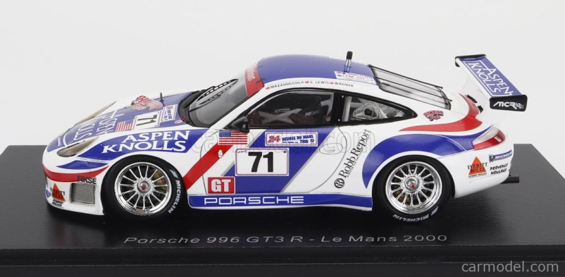 Spark-model Porsche 911 996 Gt3 R 3.6l Team Colucci Racing N 71 24h Le Mans 2000 C.wagner - S.lewis - B.mazzuoccola 1:43 Bílá 2 Tóny Modrá