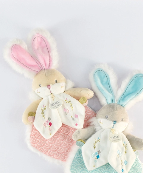 Doudou Darčeková sada – Hračka ružový kamarát králik 24 cm – poškodený obal