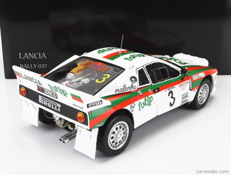 Kyosho Lancia 037 Totip N 3 Rally Isola D'elba 1985 D.Cerrato - G.Cerri 1:18, bílá