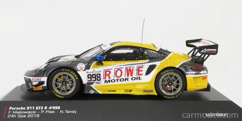 Ixo-models Porsche 911 991-2 Gt3 R Team Rowe Racing N 998 2nd 24h Spa 2019 F.makowiecki - P.pilet - N.tandy 1:43 Sivá Biela Žltá