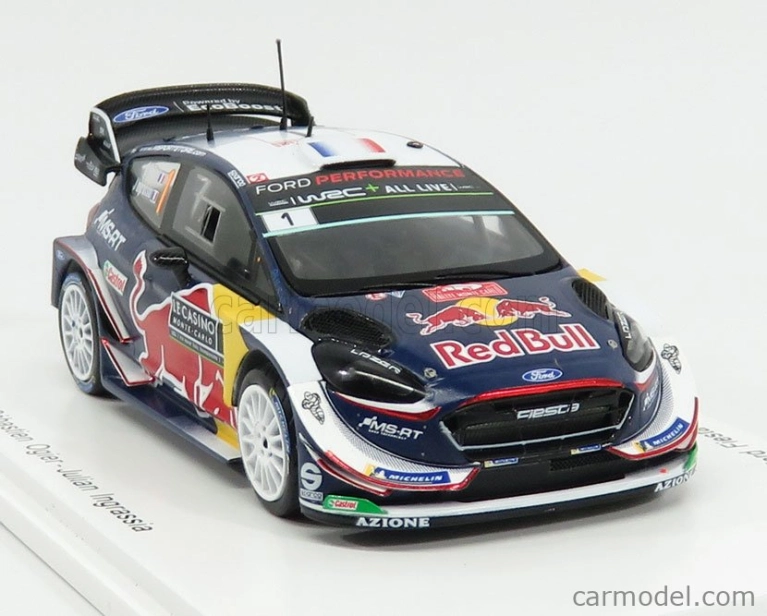 Spark-model Ford england Fiesta Wrc Team M-sport Ford Wrt N 1 Winner Rally Montecarlo 2018 S.ogier - J.ingrassia 1:43 Modrá červená žltá