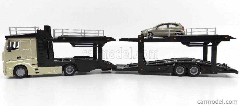 Bburago Mercedes benz Actros 2 2545 Truck Car Transporter 2016 + Volkswagen Polo Gti 1:43