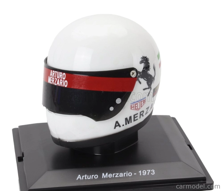 Edicola Helma F1 Casco Helma Arturo Merzario 312 B3 Team Ferrari Sezóna 1973 1:5 Biela