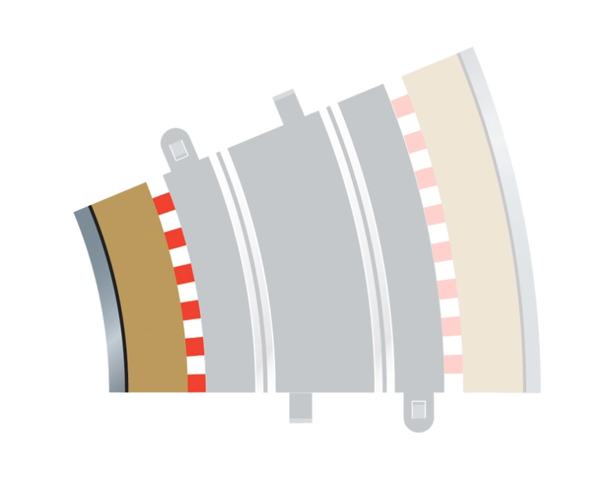 Rozšírenie trate SCALEXTRIC C8281 – Border, Kerb & Barrier – Curve – R3 – 22.5DEG Inner