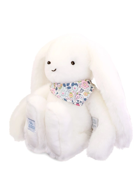 Doudou Plyšový králíček s šátkem bílý 35 cm