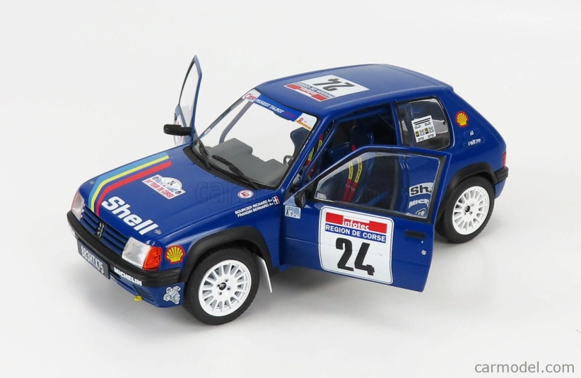 Solido Peugeot 205 N 24 Rally Tour De Corse 1990 R.bourcier - B.frangin 1:18 Modrá