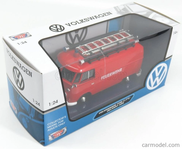 Motor-max Volkswagen T1 Type 2 Van Feuerwehr 1962 1:24 Red