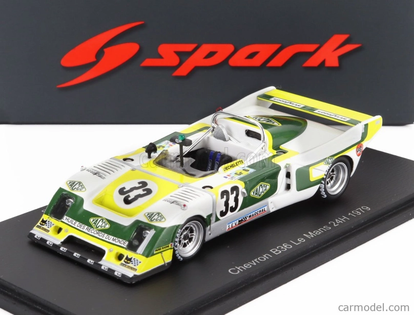 Spark-model Chevron B36 2.0l S4 Team Societe Racing N 33 24h Le Mans 1979 Alain Dechelette - Charles Dechelette - Marcel Tarres 1:43 Biela čierna žltá