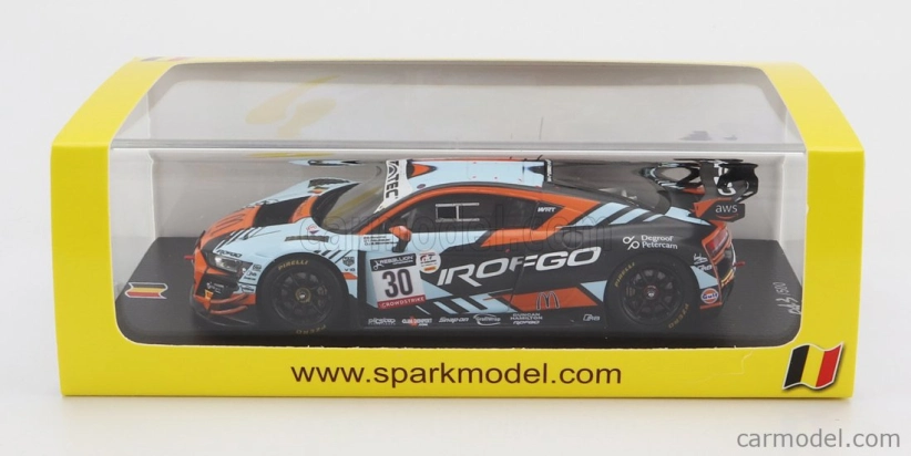 Spark-model Audi R8 Lms Gt3 Team Wrt N 30 Winner Silver Cup Class 24h Spa 2022 J.b.simmenauer - B.goethe - T.neubauer 1:43 Bílá Oranžová Černá