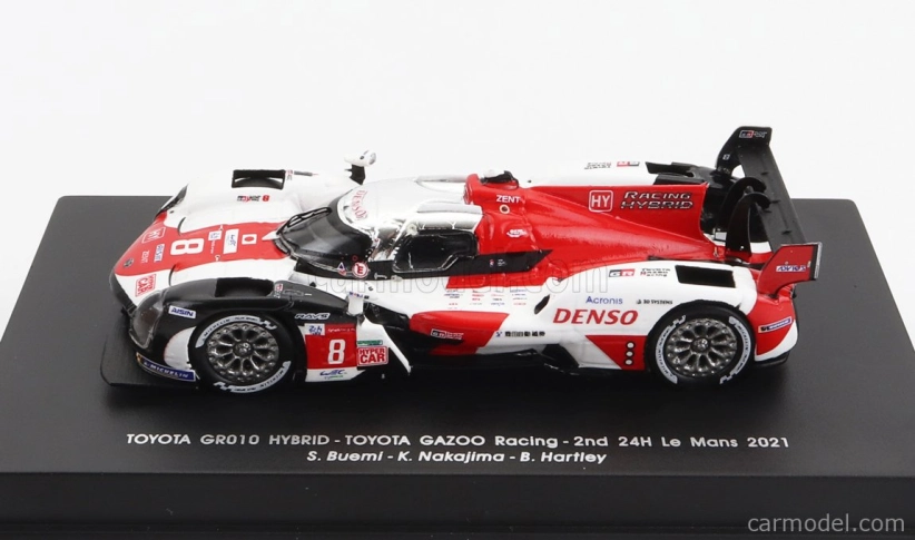 Spark-model Toyota Gr010 3.5l V6 Twin Turbo Hybrid Team Gazoo Racing N 8 2nd 24h Le Mans 2021 S.buemi - N.nakajima - B.hartley 1:87 Biela červená