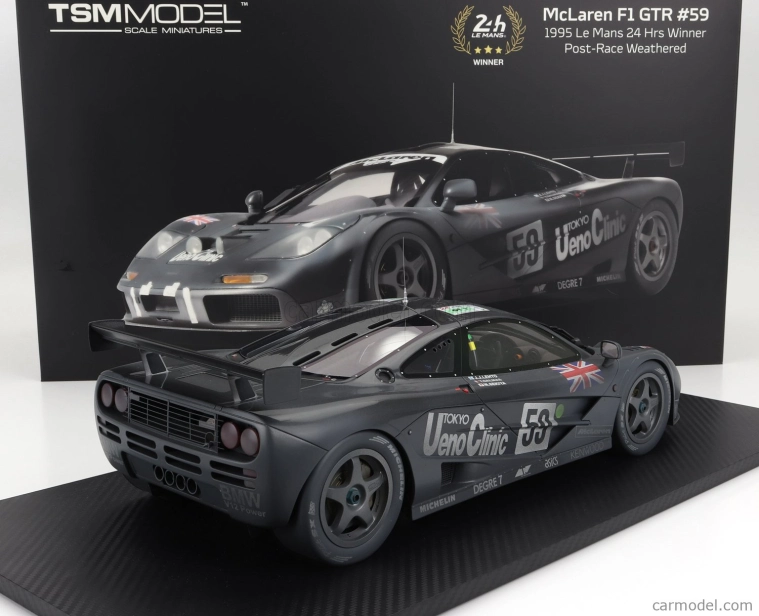 Truescale Mclaren F-1 Gtr Bmw V12 Team Kokusai Kaihatsu Racing N 59 ( po pretekoch zvetraný) Víťaz 24h Le Mans 1995 Y.dalmas - M.sekiya - J.j.lehto 1:12 Dark Grey Met
