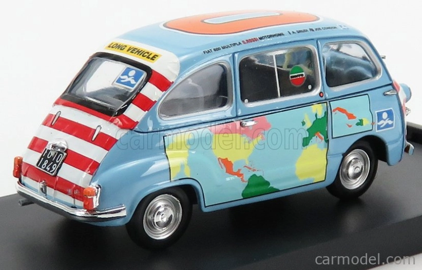 Brumm Fiat 600d Multipla - Graziano Rossi Motorhome 1960 1:43 Světle Modrá