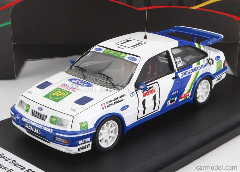 Trofeu Ford england Sierra Rs Cosworth (nočná verzia) N 11 Rally Tour De Corse 1989 P.c.baroni - M.rousseau 1:43 Biela Modrá