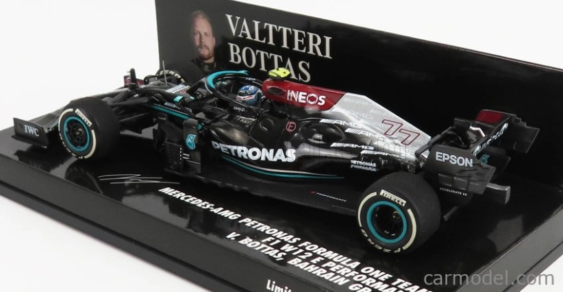 Minichamps Mercedes gp F1 W12 Mercedes M12 Eq Power+ Team Amg Petronas Motorsport Formula One N 77 3rd Bahrain Gp 2021 Valtteri Bottas 1:43 Black Green