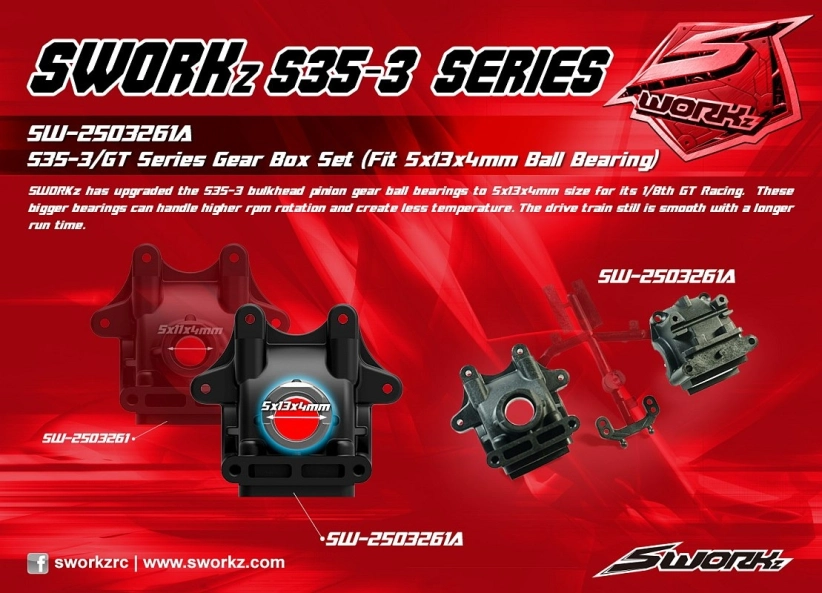 SWORKz plastová klietka diferenciálu pre ložisko 5x13x4 mm, 1 ks